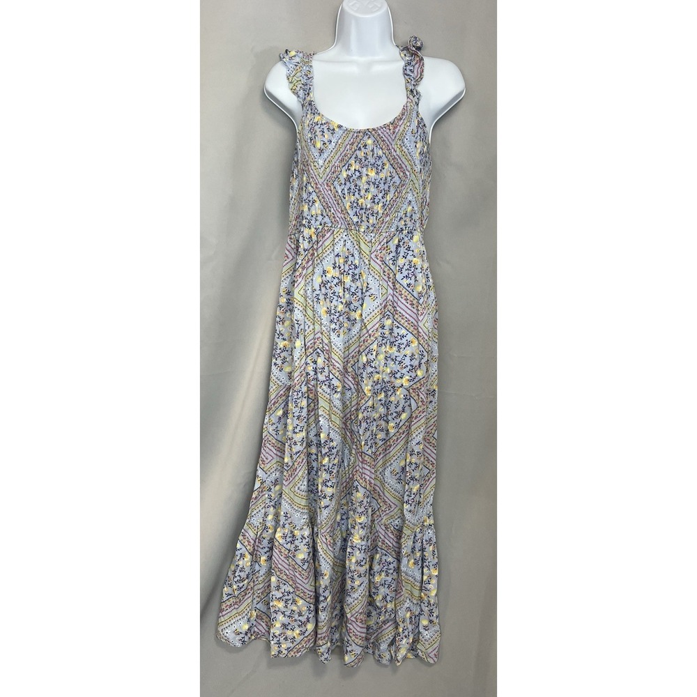 Retrod Women's Midi Dress Large‎ Floral Ruched Sleeveless